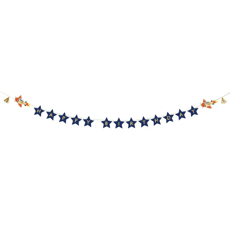 1 Bannergirlande - Happy Birthday - Plane | Boutique Ballooons