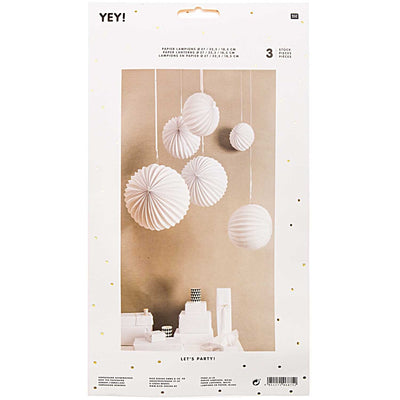 PAPIER LAMPIONS,WEISS, FSC MIX 3 STK, 27 CM/22,5 CM/18,5 CM