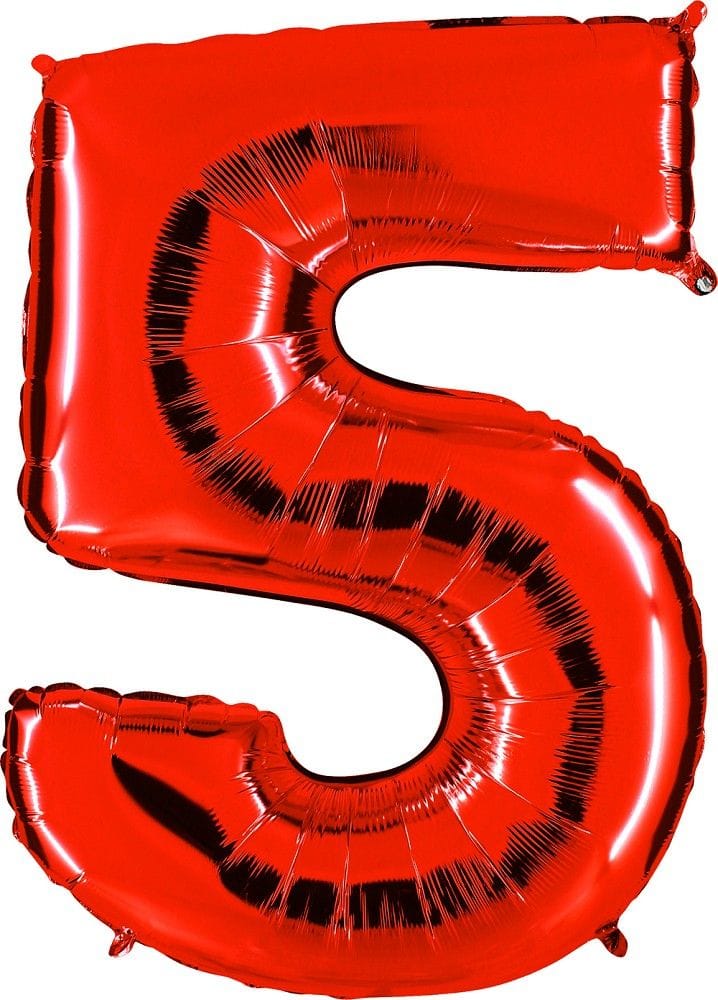 Zahlenballon 5 XXL  - Rot