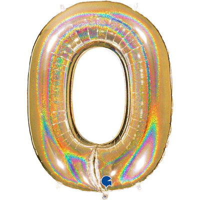 Zahlenballon 0 XXL  - Glitter Holographic Gold | Boutique Ballooons