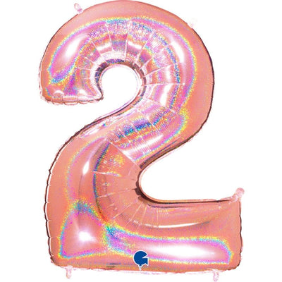Zahlenballon 2 XXL  - Glitter Holographic Rosegold | Boutique Ballooons