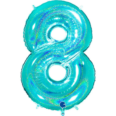 Zahlenballon 8 XXL  - Glitter Holographic Türkis | Boutique Ballooons