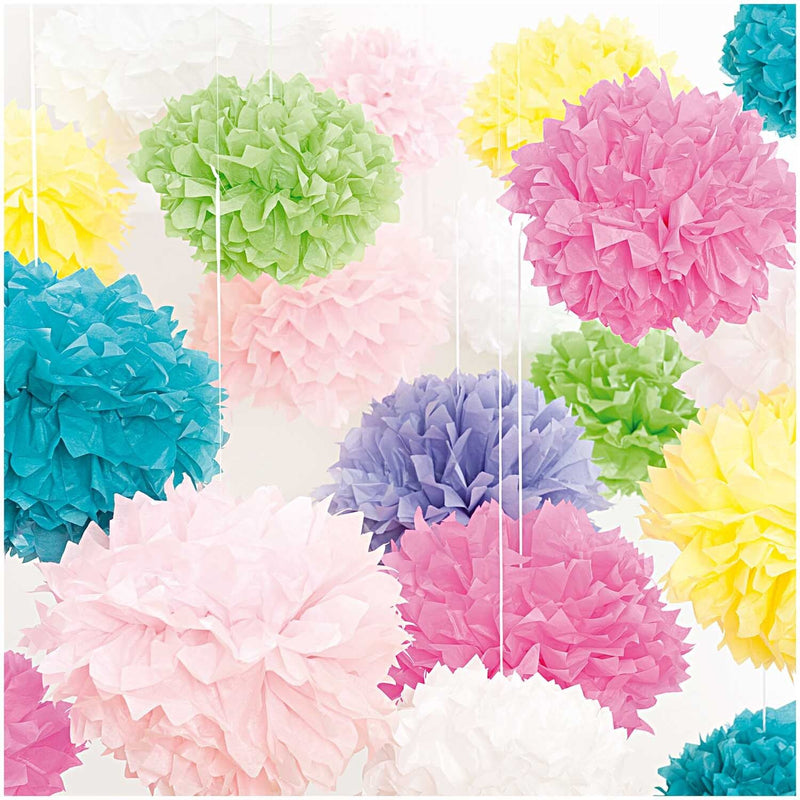 SEIDENPAPIER POMPONS, ROSA FSC MIX 3 STK