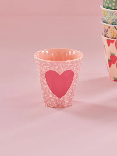 Mittelgroße Becher - Pink - Heart Print
