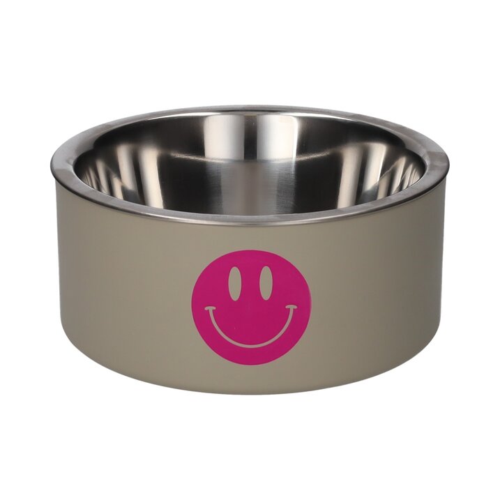 LOVE PETS, FUTTERNAPF, M, MOTIV: SMILEY, SANDSTONE
