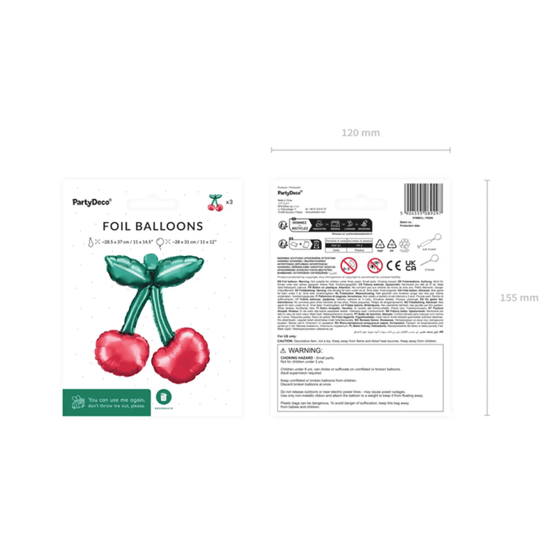3 Folienballons für Girlanden - Cherries