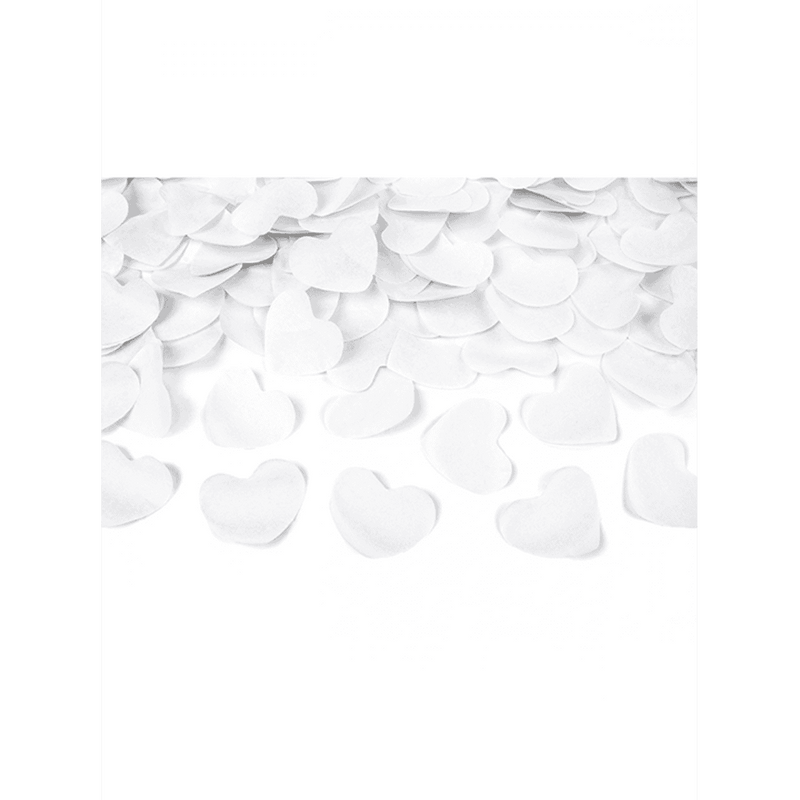 Konfettikanone XL - 60cm - Papier - Herzen - Weiß