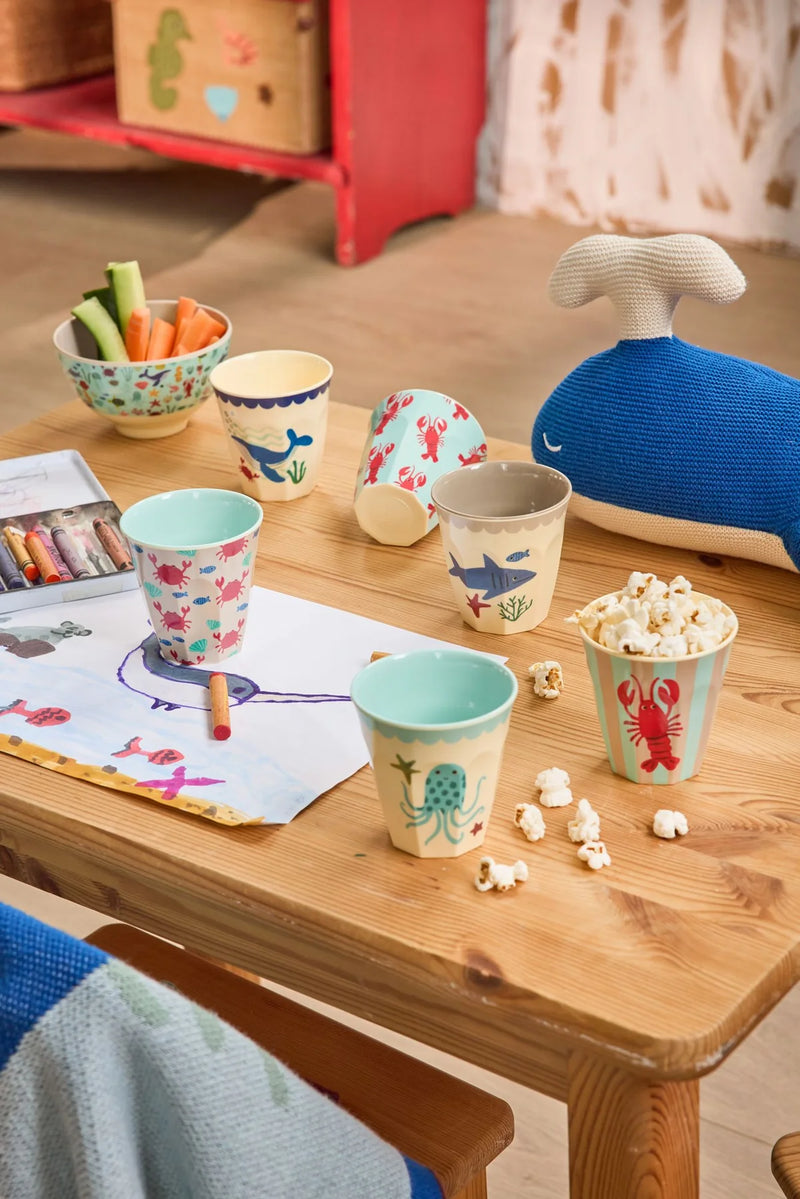 Kleine Becher - Blau - Ocean Print - 6er Pack