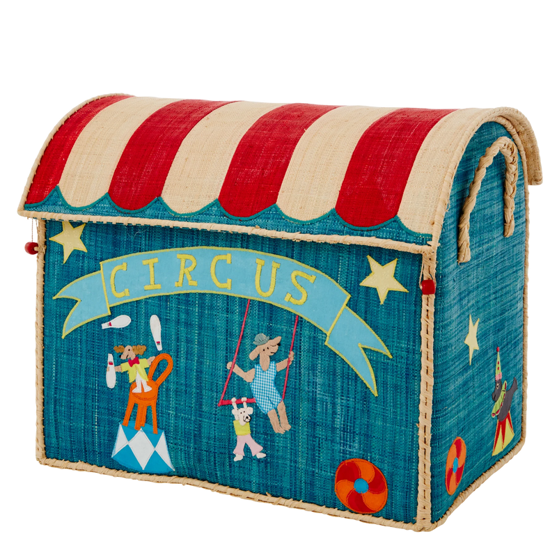 Raffia Aufbewahrungshaus - Mehrfarbig - Circus Print - Groß