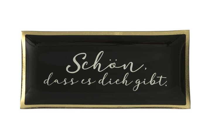 Love Plates, Glasteller, L, Schön, dass es dich gibt, schwarz | Boutique Ballooons