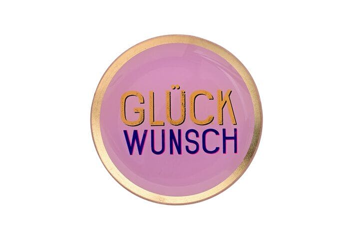 LOVE PLATES, GLASTELLER M, MOTIV: GLÜCKWUNSCH, RUND, ROSA