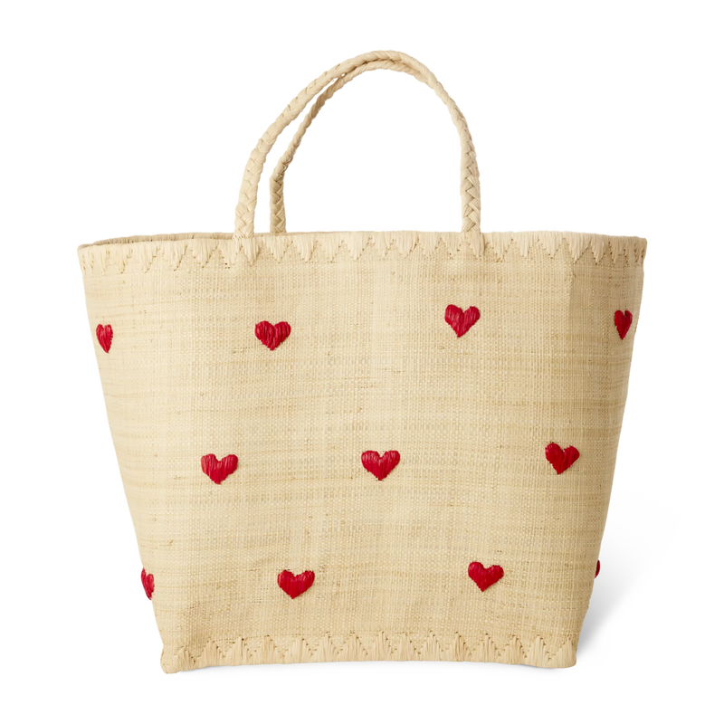 Groß Raffia Tasche - Natürlich - Darling Hearts Design