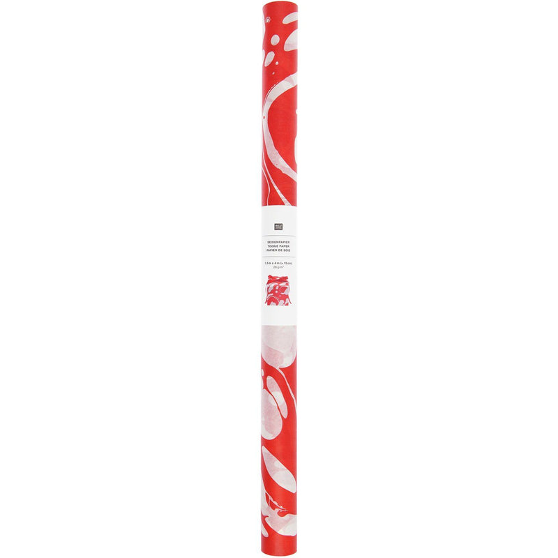 SEIDENPAPIER MARMOR 415X50CM 28G/M² ROT/WEIß