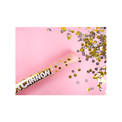 Konfettikanone - 40cm - Metallic - Dots - Silber & Gold