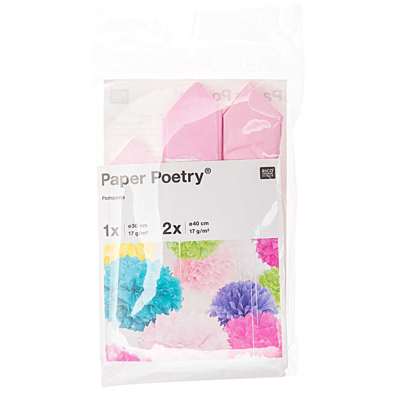 SEIDENPAPIER POMPONS, ROSA FSC MIX 3 STK