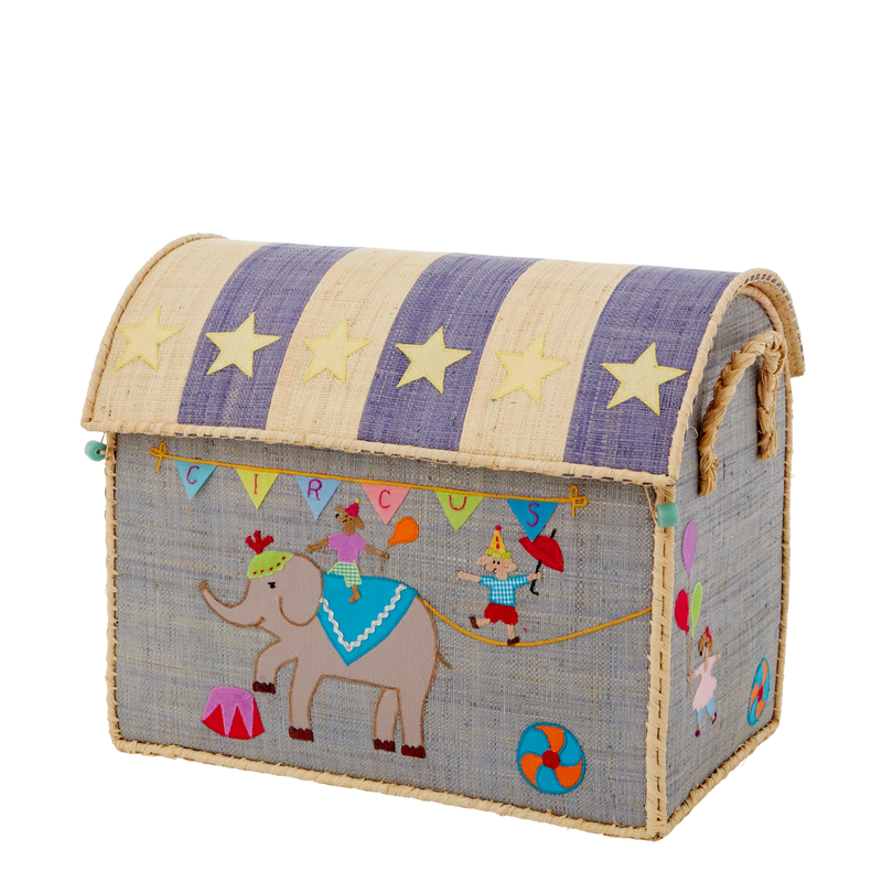 Raffia Aufbewahrungshaus - Mehrfarbig - Circus Print - Mittel