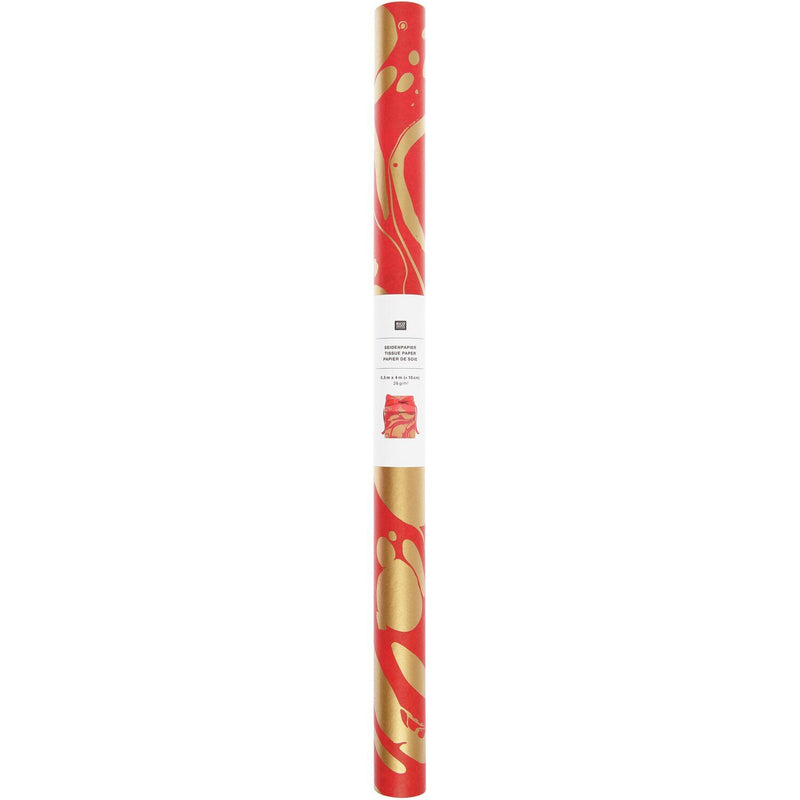 SEIDENPAPIER MARMOR 415X50CM 28G/M² ROT/GOLD