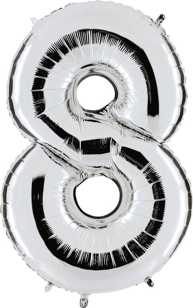 Zahlenballon 8 XXL  - Silber