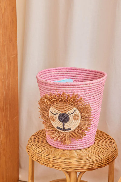 Löwe Raffia Aufbewahrungskorb - Pink - Lion Design