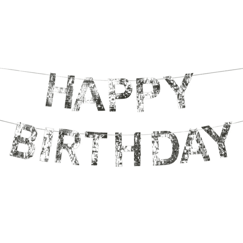 1 Bannergirlande - Happy Birthday - Silver