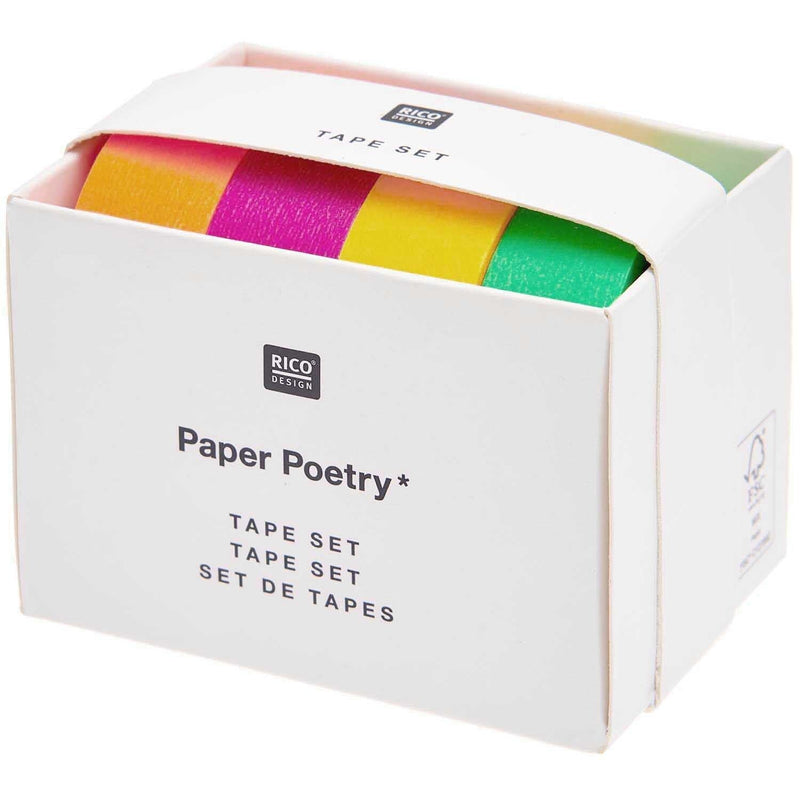 PAPER POETRY TAPE SET NEON KLASSISCH 15MM 10M 4TEILIG | Boutique Ballooons