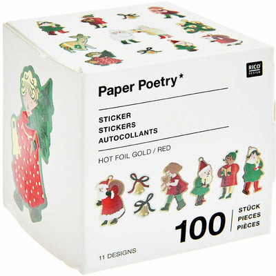 PAPER POETRY STICKER WEIHNACHTSMARKT KINDER AUF DER ROLLE 100 STÜCK