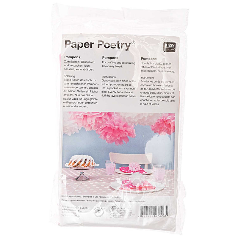 SEIDENPAPIER POMPONS, ROSA FSC MIX 3 STK