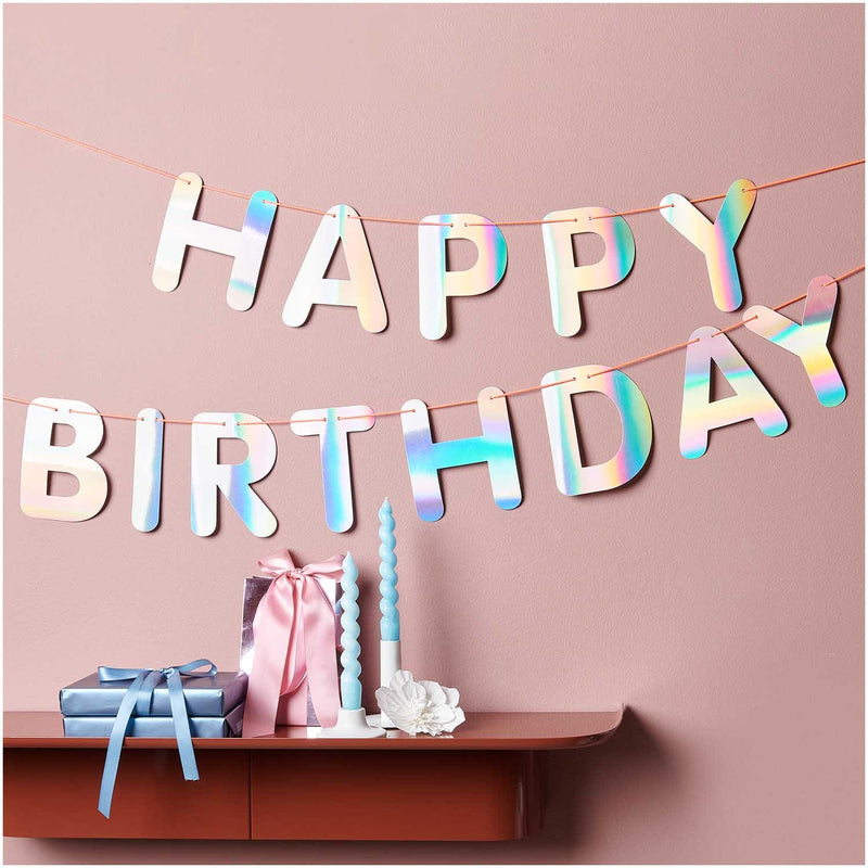 Girlande Happy Birthday, Irisierend FSC MIX