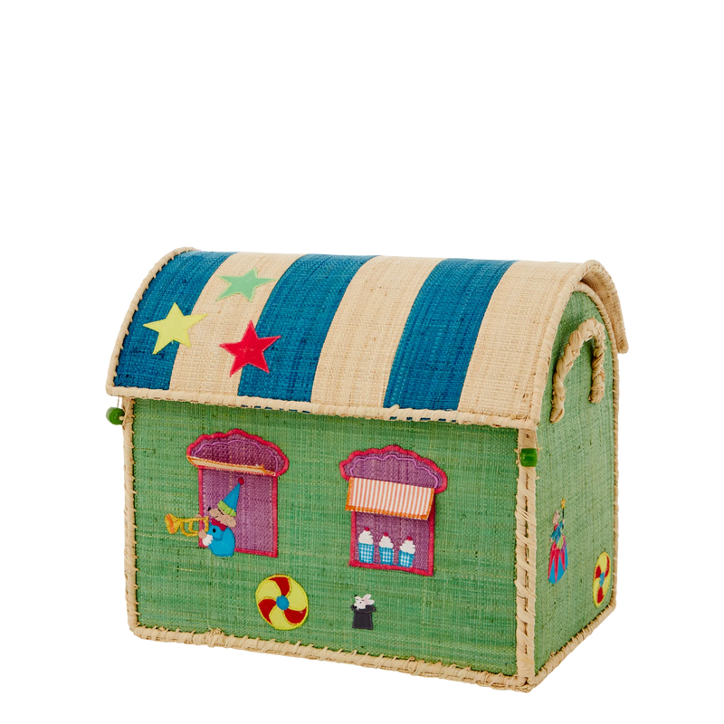 Raffia Aufbewahrungshaus - Mehrfarbig - Circus Print - Klein