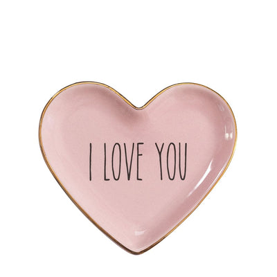 Love Plates, Deko-Teller, Porzellan, Motiv: I LOVE YOU, rosa, herzform | Boutique Ballooons