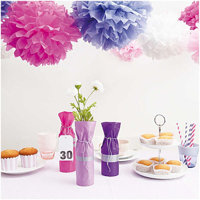 SEIDENPAPIER POMPONS, ROSA FSC MIX 3 STK