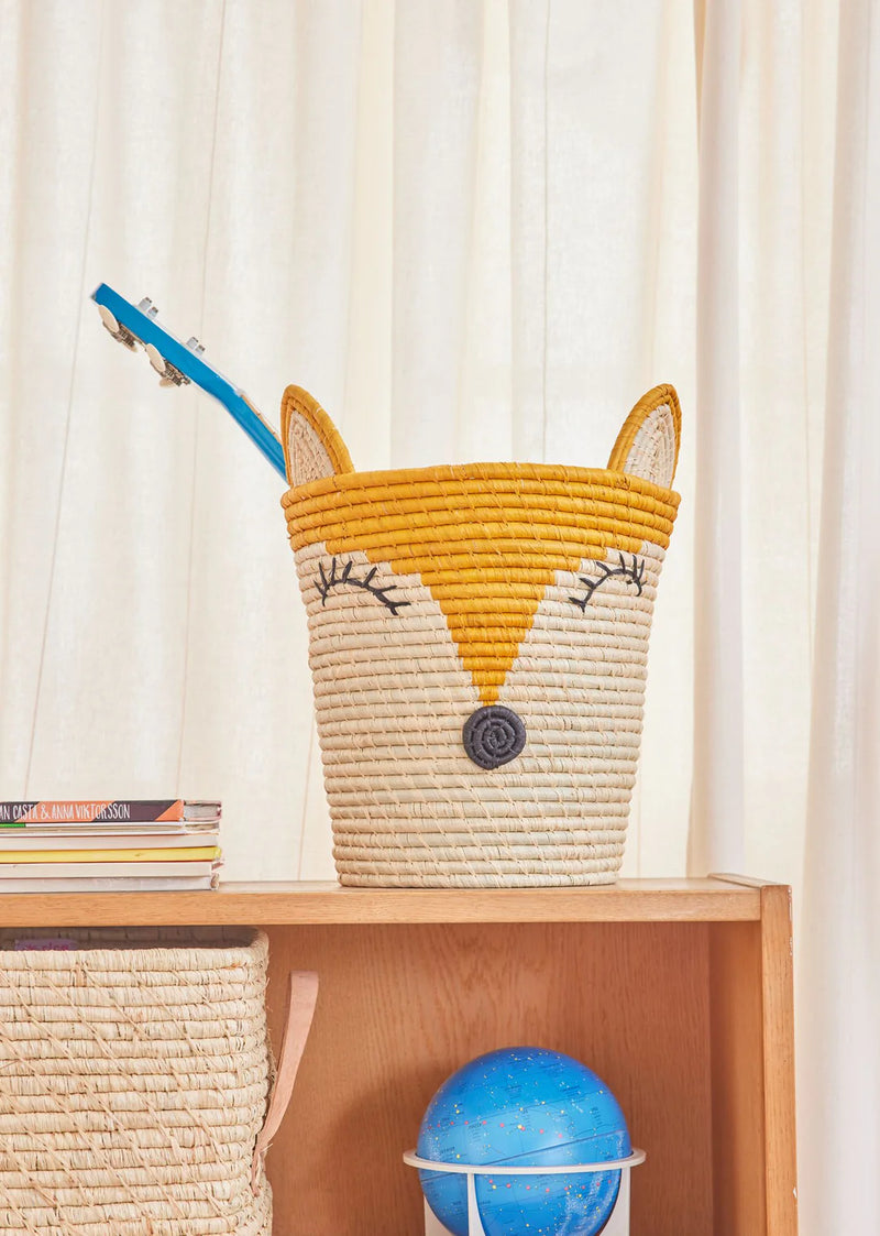 Rund Raffia Aufbewahrungskorb - Gelb - Fox Design