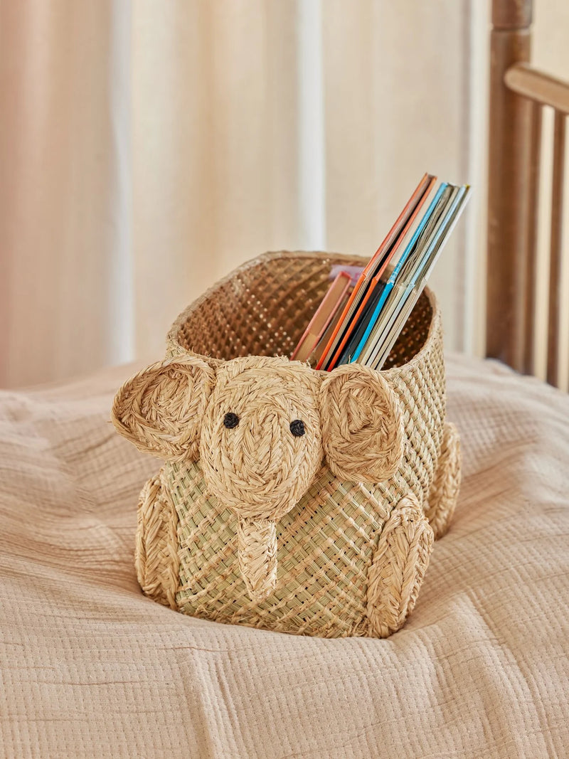 Kleine Elefant Raffia Aufbewahrungskorb - Natürlich