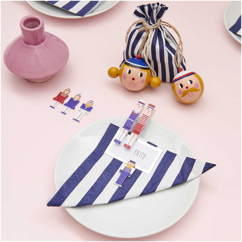 Servietten, blau/weiß gestreift, FSC MIX, 20 Stk, 33 x 33 cm