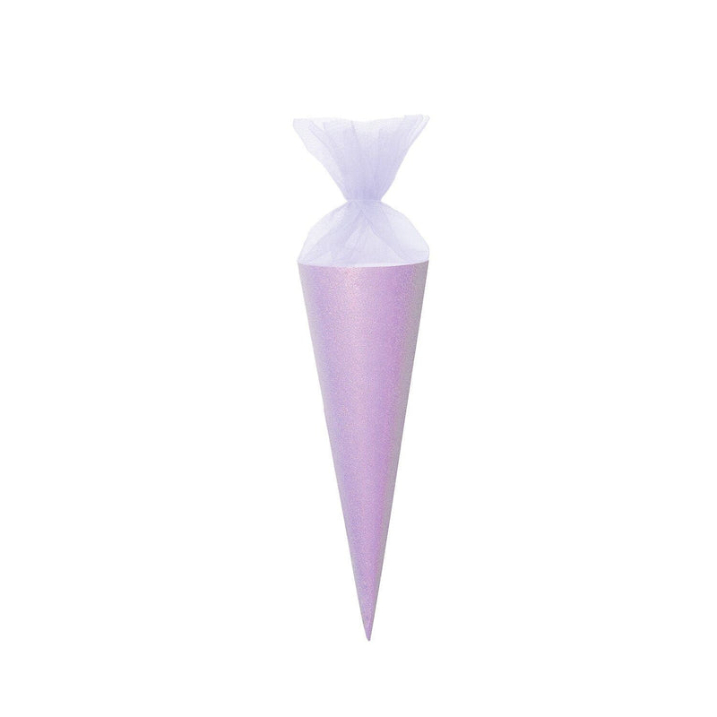 Schultüte mit Tüllverschluss, 35cm, Glitter-Violett, FSC Recycled