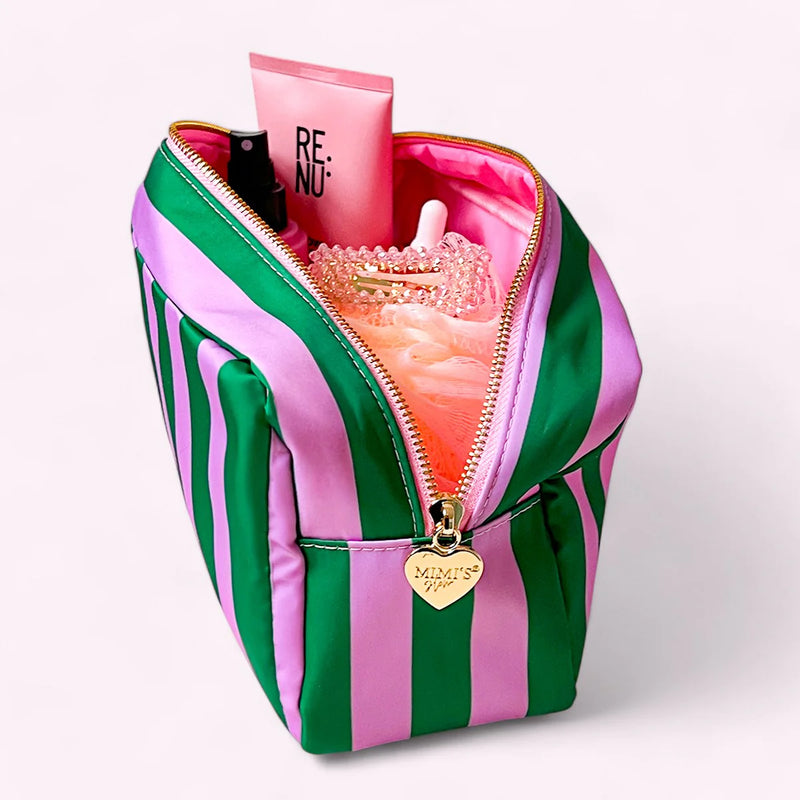 Romy Kosmetiktasche L Stripes Violet Smaragd