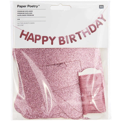 Girlande Happy Birthday, Glitter, Rosa FSC MIX