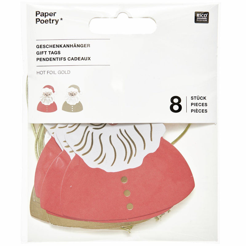 PAPER POETRY GESCHENKANHÄNGER WEIHNACHTSMANN 8 STÜCK