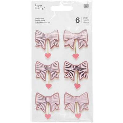 3D Sticker Schleifen / Herzen, Pink FSC MIX