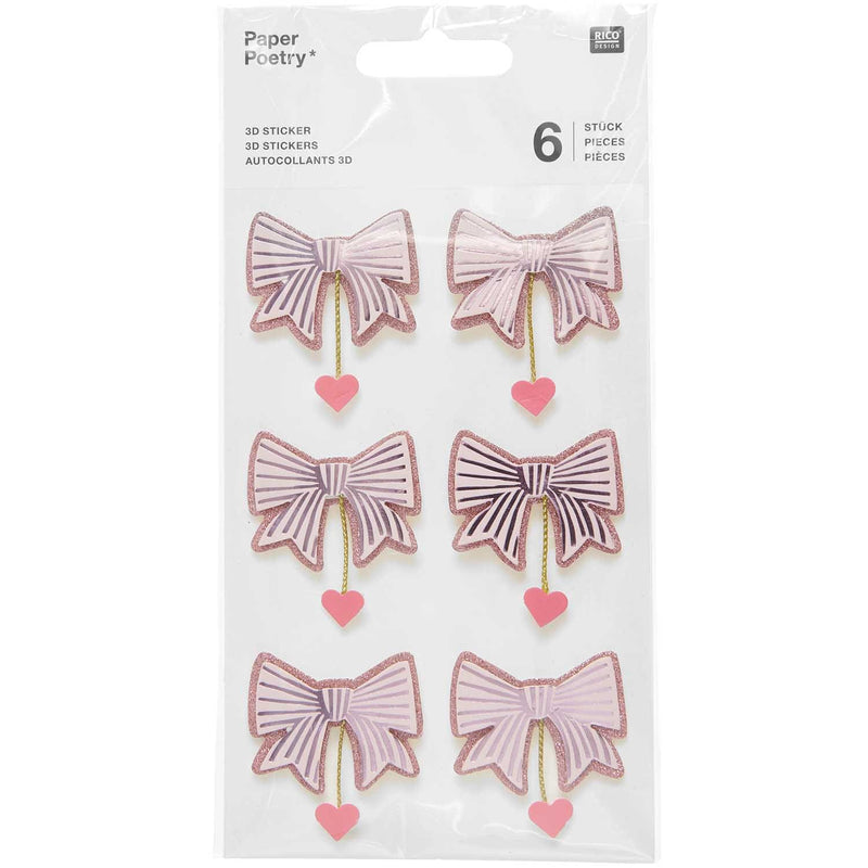 3D Sticker Schleifen / Herzen, Pink FSC MIX