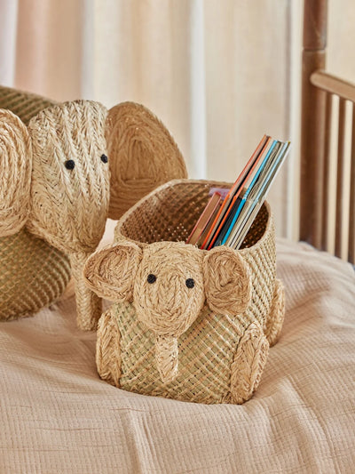 Kleine Elefant Raffia Aufbewahrungskorb - Natürlich