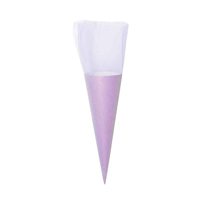 Schultüte mit Tüllverschluss, 35cm, Glitter-Violett, FSC Recycled