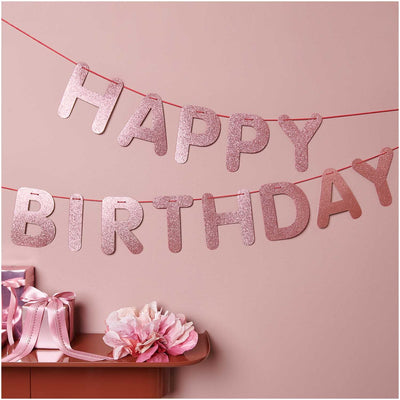 Girlande Happy Birthday, Glitter, Rosa FSC MIX