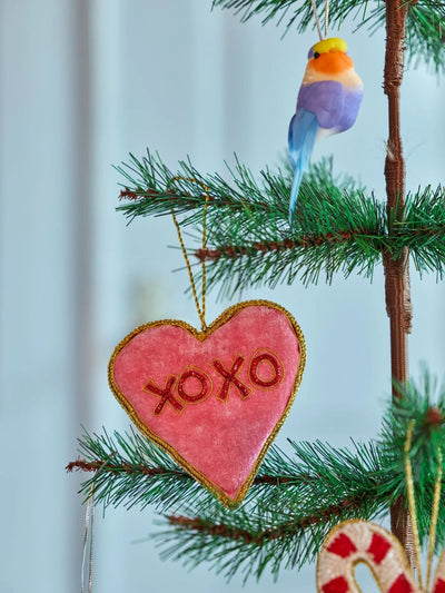 Herz Velours Weihnachtsdekoration - Pink