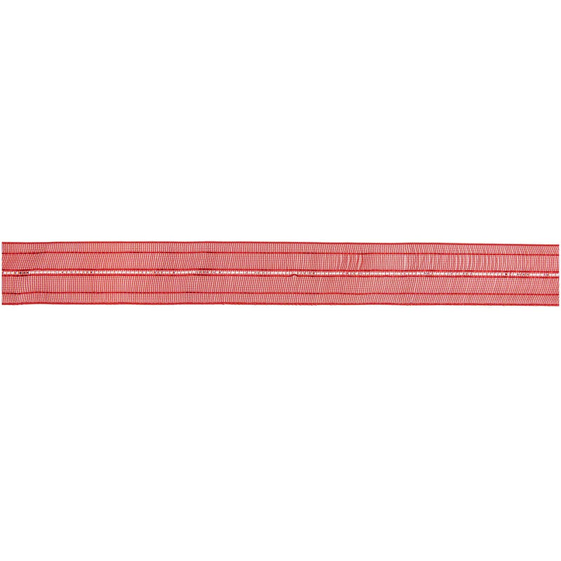 Organzaband Grob, Rot/Silber, 16 mm x 3 m