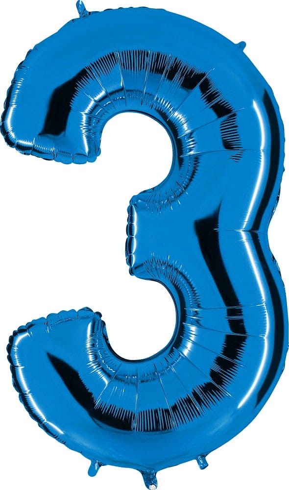 Zahlenballon 3 XXL  - Blau