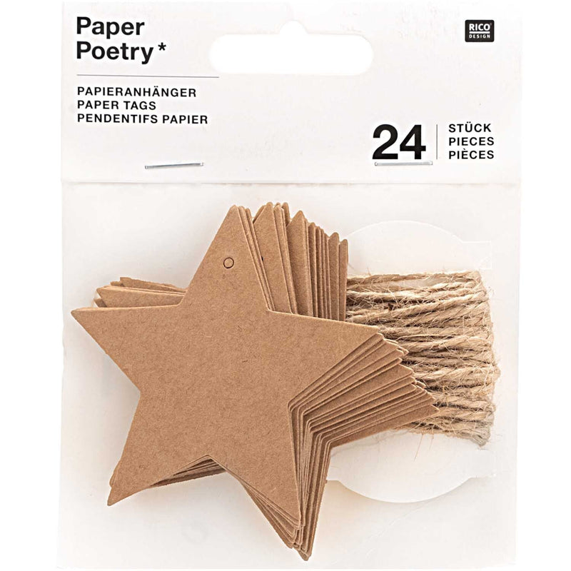 PAPER POETRY PAPIERANHÄNGER STERN 6,5X6,5CM 24 STÜCK