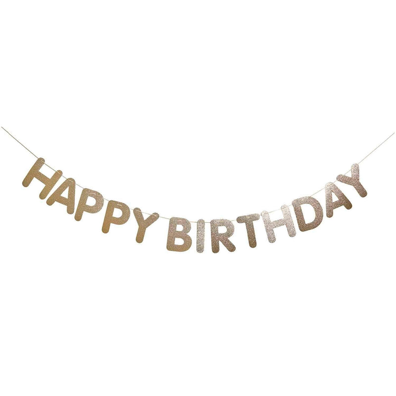 Girlande Happy Birthday, Glitter, Gold FSC MIX