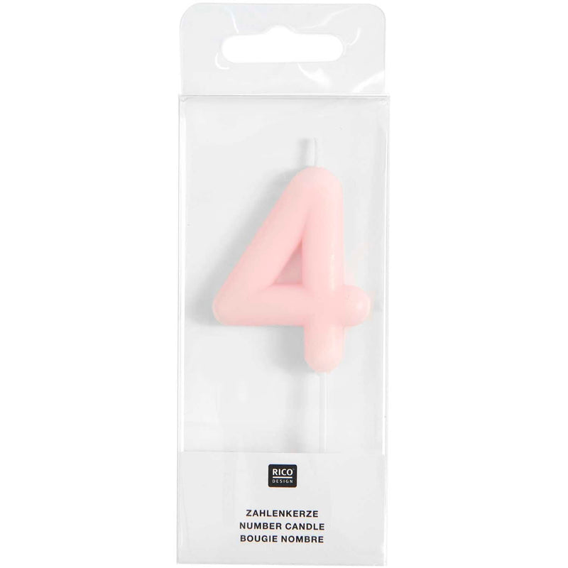 ZAHLENKERZE 4 ROSA 10,5CM | Boutique Ballooons