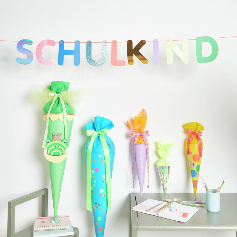 Schultüte mit Tüllverschluss, 35cm, Glitter-Violett, FSC Recycled